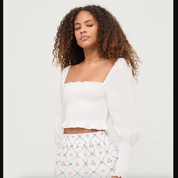 NWT Hill House the Grace Nap Top Long Sleeve White - Picture 2 of 12